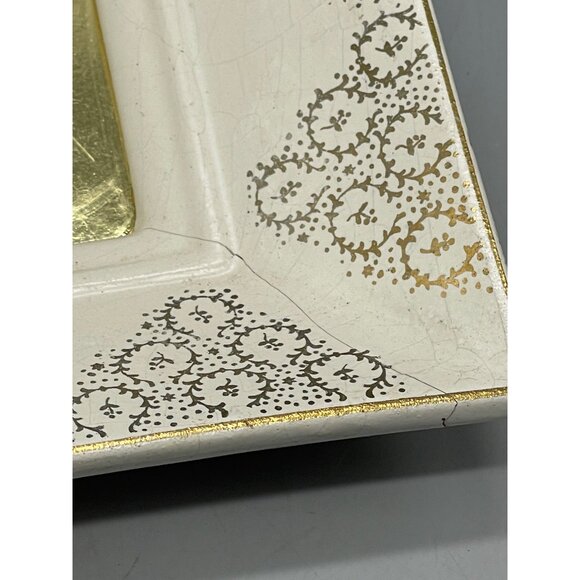 vintage ceramic framed La Mode illustree print shabby chic white gold mated READ - Picture 2 of 8